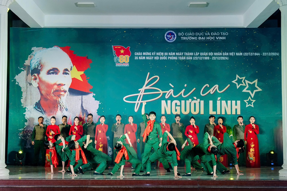 Trường Đại học Vinh tổ chức Chương trình chính luận "Bài ca người lính" chào mừng kỷ niệm 80 năm Ngày thành lập QĐND Việt Nam, 35 năm ngày hội Quốc phòng toàn dân