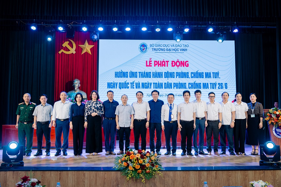 Trường Đại học Vinh tổ chức Lễ phát động hưởng ứng Tháng hành động phòng, chống ma túy và Ngày quốc tế - Ngày toàn dân phòng, chống ma túy năm 2024 tại Trường Đại học Vinh