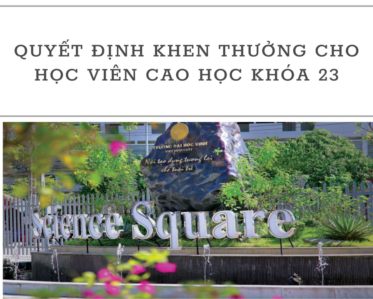 Quyết định khen thưởng cho học viên cao học khóa 23