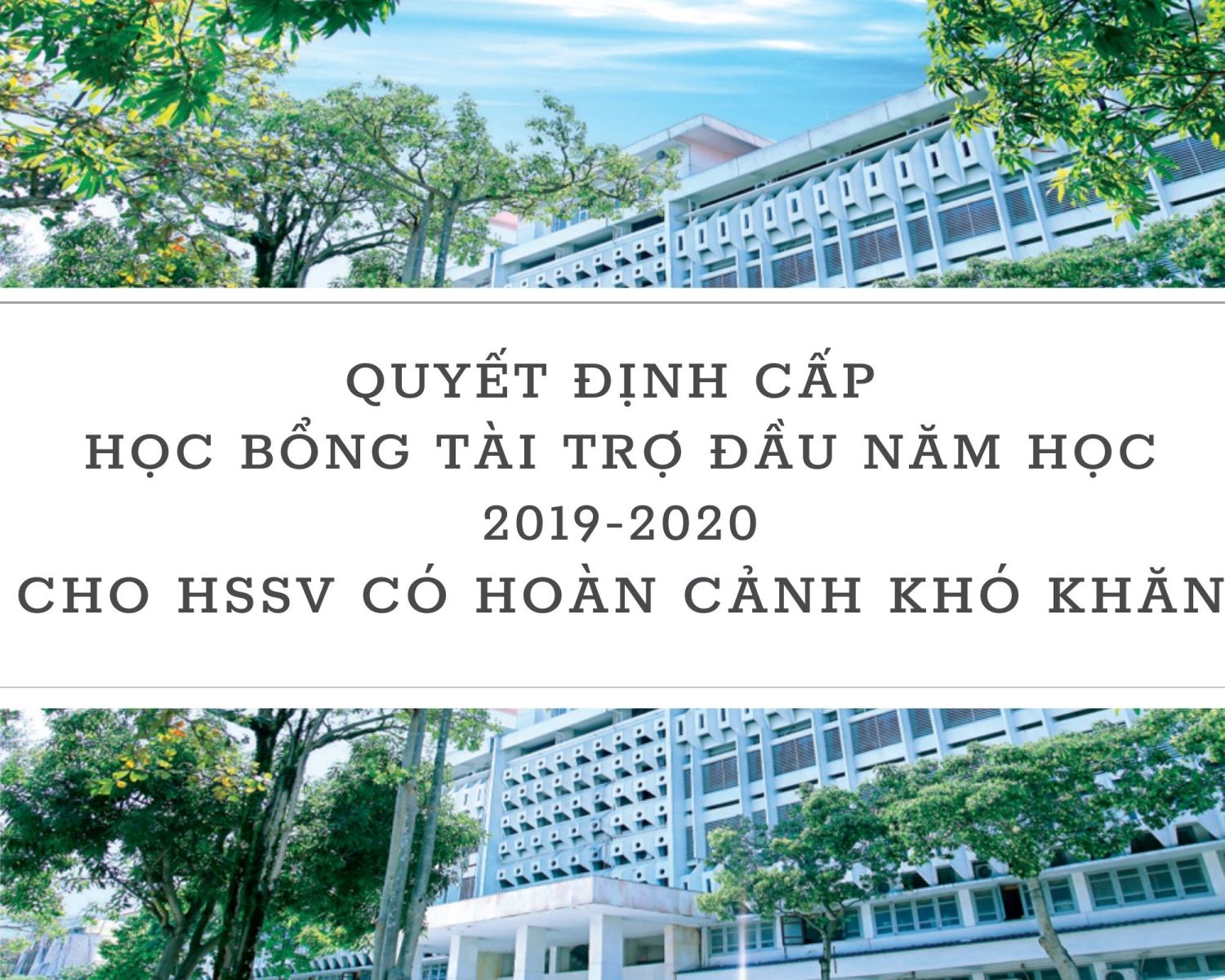 Quyết định cập học bổng tài trợ đầu năm học 2019-2020 cho học sinh sinh viên có hoàn cảnh khó khăn